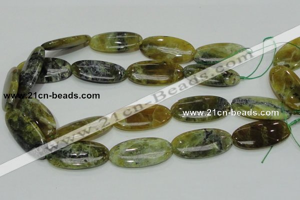 COP556 15.5 inches 20*40mm oval yellow & green natural opal beads