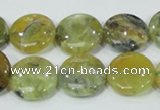 COP558 15.5 inches 18mm flat round natural yellow & green opal beads