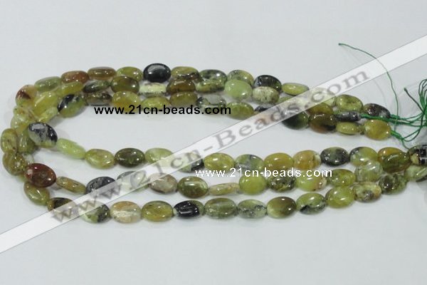 COP562 15.5 inches 10*14mm oval natural yellow & green opal beads