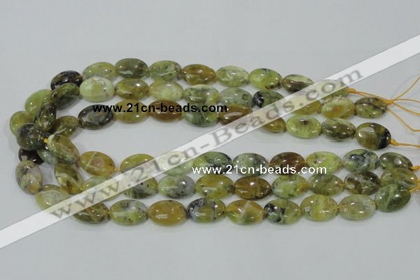 COP563 15.5 inches 13*18mm oval natural yellow & green opal beads