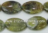 COP564 15.5 inches 18*25mm oval natural yellow & green opal beads