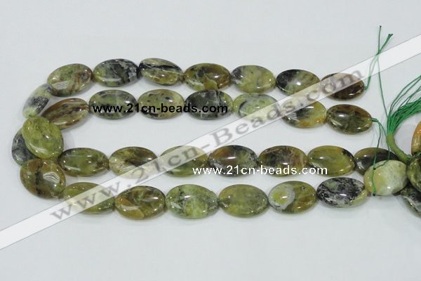 COP564 15.5 inches 18*25mm oval natural yellow & green opal beads