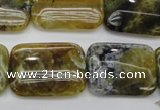 COP570 15.5 inches 18*25mm rectangle natural yellow & green opal beads