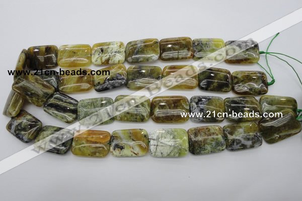 COP570 15.5 inches 18*25mm rectangle natural yellow & green opal beads