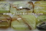 COP571 15.5 inches 20*30mm rectangle natural yellow & green opal beads