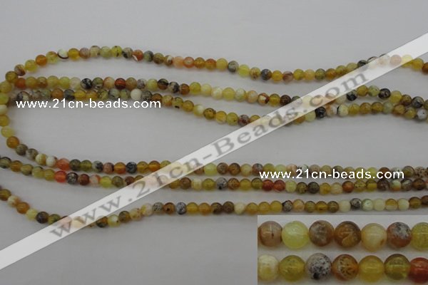 COP586 15.5 inches 4mm round natural yellow & green opal beads