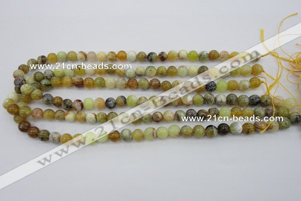 COP588 15.5 inches 8mm round natural yellow & green opal beads