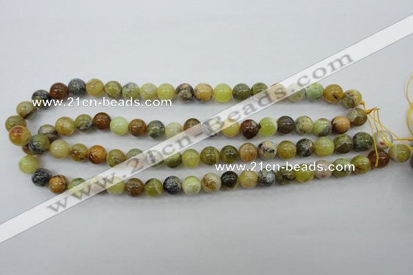 COP589 15.5 inches 10mm round natural yellow & green opal beads