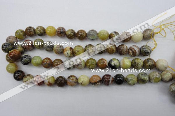 COP591 15.5 inches 14mm round natural yellow & green opal beads