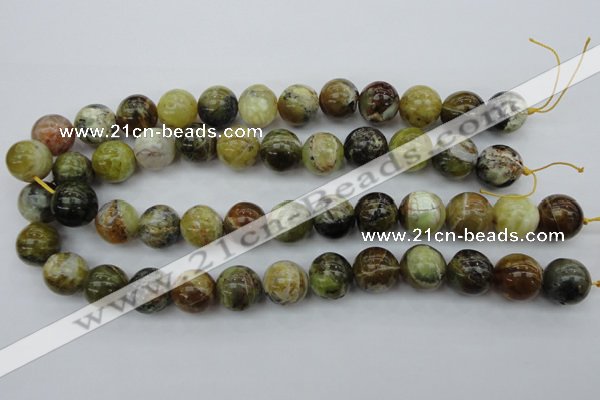 COP592 15.5 inches 16mm round natural yellow & green opal beads