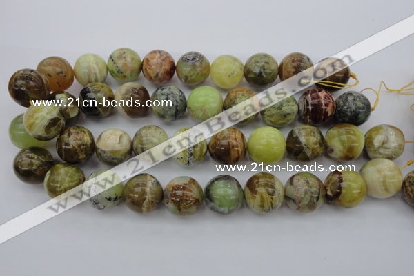 COP594 15.5 inches 20mm round natural yellow & green opal beads