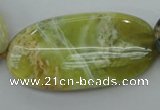 COP599 15.5 inches 25*50mm oval natural yellow & green opal beads