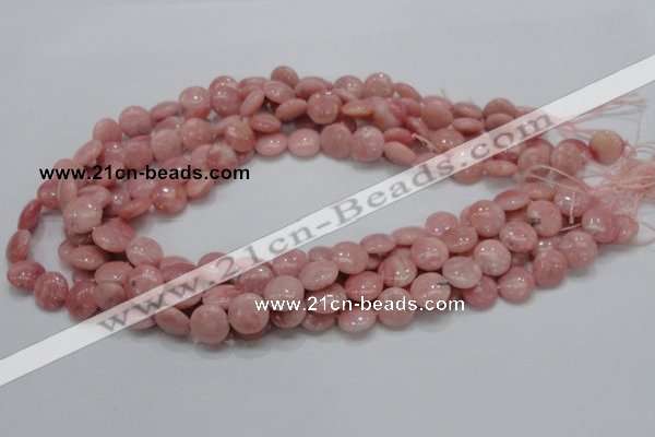 COP60 15.5 inches 12mm flat round natural pink opal gemstone beads