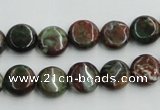 COP602 15.5 inches 10mm flat round green opal gemstone beads