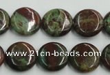 COP604 15.5 inches 16mm flat round green opal gemstone beads