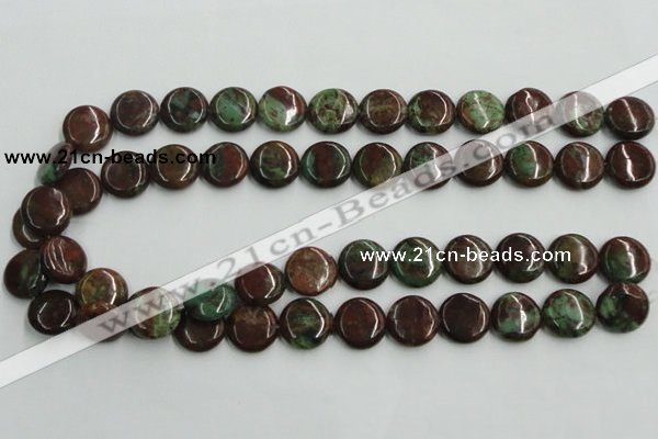 COP604 15.5 inches 16mm flat round green opal gemstone beads