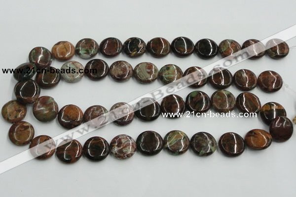 COP605 15.5 inches 18mm flat round green opal gemstone beads