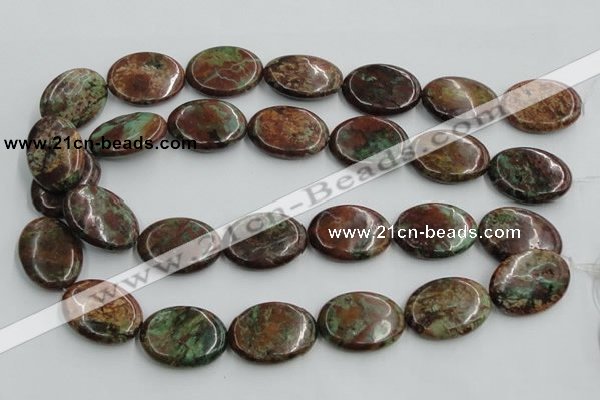 COP609 15.5 inches 22*30mm oval green opal gemstone beads wholesale