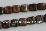 COP612 15.5 inches 10*10mm square green opal gemstone beads