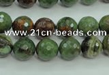 COP662 15.5 inches 8mm faceted round green opal gemstone beads