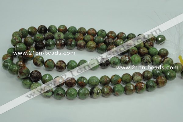 COP662 15.5 inches 8mm faceted round green opal gemstone beads