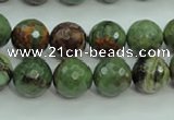 COP663 15.5 inches 10mm faceted round green opal gemstone beads