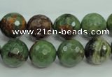 COP664 15.5 inches 12mm faceted round green opal gemstone beads