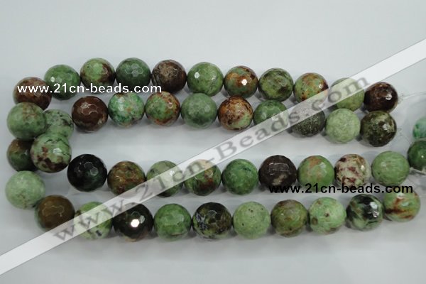 COP667 15.5 inches 18mm faceted round green opal gemstone beads