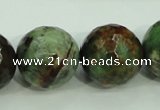 COP668 15.5 inches 20mm faceted round green opal gemstone beads