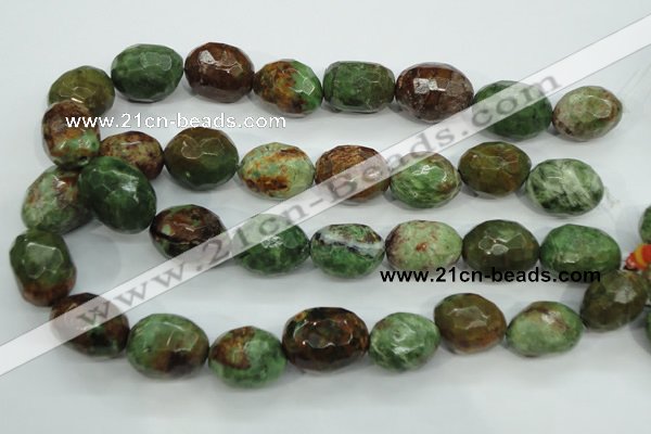 COP675 15.5 inches 18*25mm faceted nuggets green opal gemstone beads