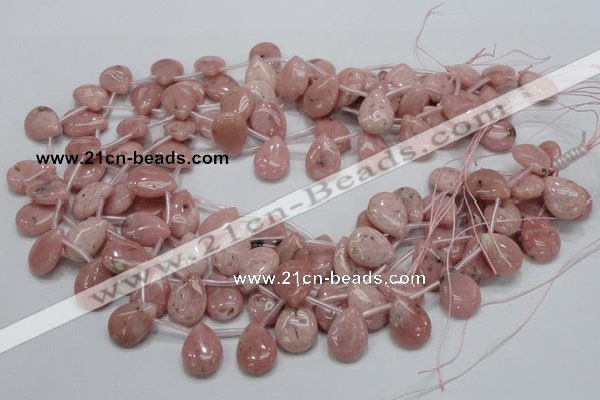 COP74 15.5 inches 13*18mm flat teardrop natural pink opal beads