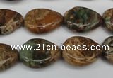 COP761 15.5 inches 15*20mm flat teardrop green opal gemstone beads