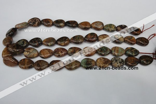 COP761 15.5 inches 15*20mm flat teardrop green opal gemstone beads