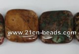 COP766 15.5 inches 25*25mm square green opal gemstone beads
