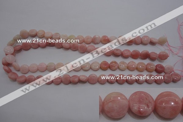 COP77 15.5 inches 10mm flat round natural pink opal gemstone beads