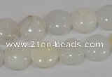 COP904 15.5 inches 12mm flat round natural white opal gemstone beads