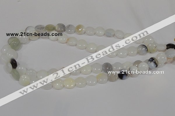 COP904 15.5 inches 12mm flat round natural white opal gemstone beads