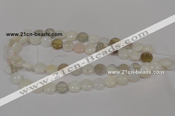 COP905 15.5 inches 14mm flat round natural white opal gemstone beads