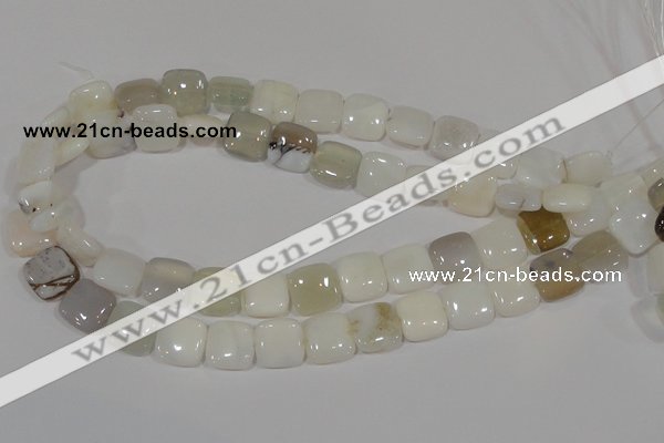 COP910 15.5 inches 14*14mm square natural white opal gemstone beads