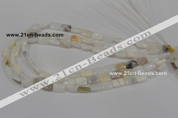 COP912 15.5 inches 10*14mm rectangle natural white opal gemstone beads