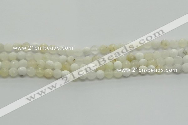 COP931 15.5 inches 6mm faceted round white opal gemstone beads