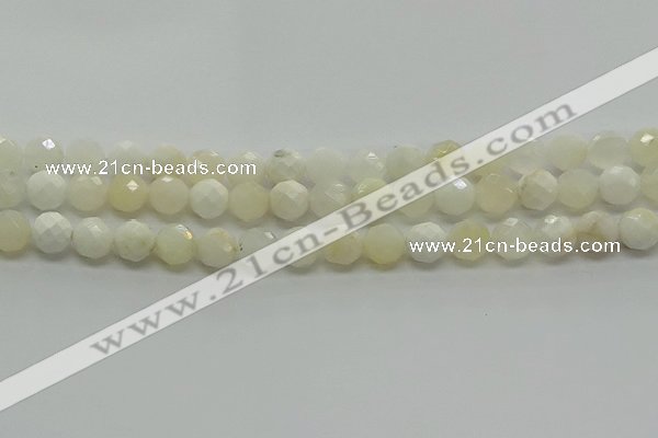 COP932 15.5 inches 8mm faceted round white opal gemstone beads