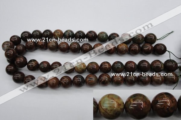 COP955 15.5 inches 14mm round green opal gemstone beads wholesale