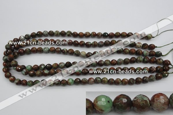 COP962 15.5 inches 8mm faceted round green opal gemstone beads
