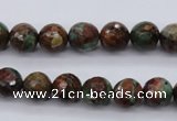 COP963 15.5 inches 10mm faceted round green opal gemstone beads