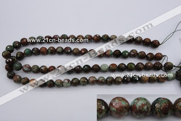 COP963 15.5 inches 10mm faceted round green opal gemstone beads