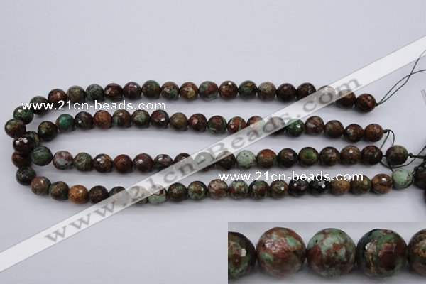 COP965 15.5 inches 14mm faceted round green opal gemstone beads