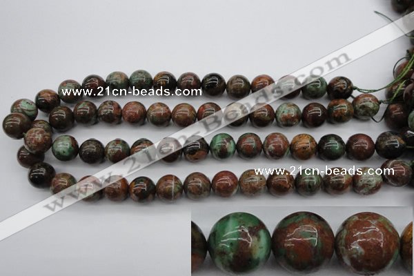 COP989 15.5 inches 14mm round green opal gemstone beads wholesale