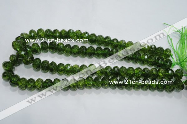 COQ102 15.5 inches 10*14mm faceted rondelle dyed olive quartz beads