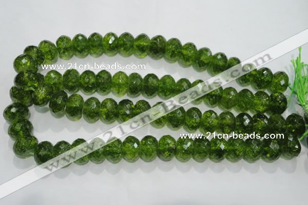 COQ103 15.5 inches 12*16mm faceted rondelle dyed olive quartz beads